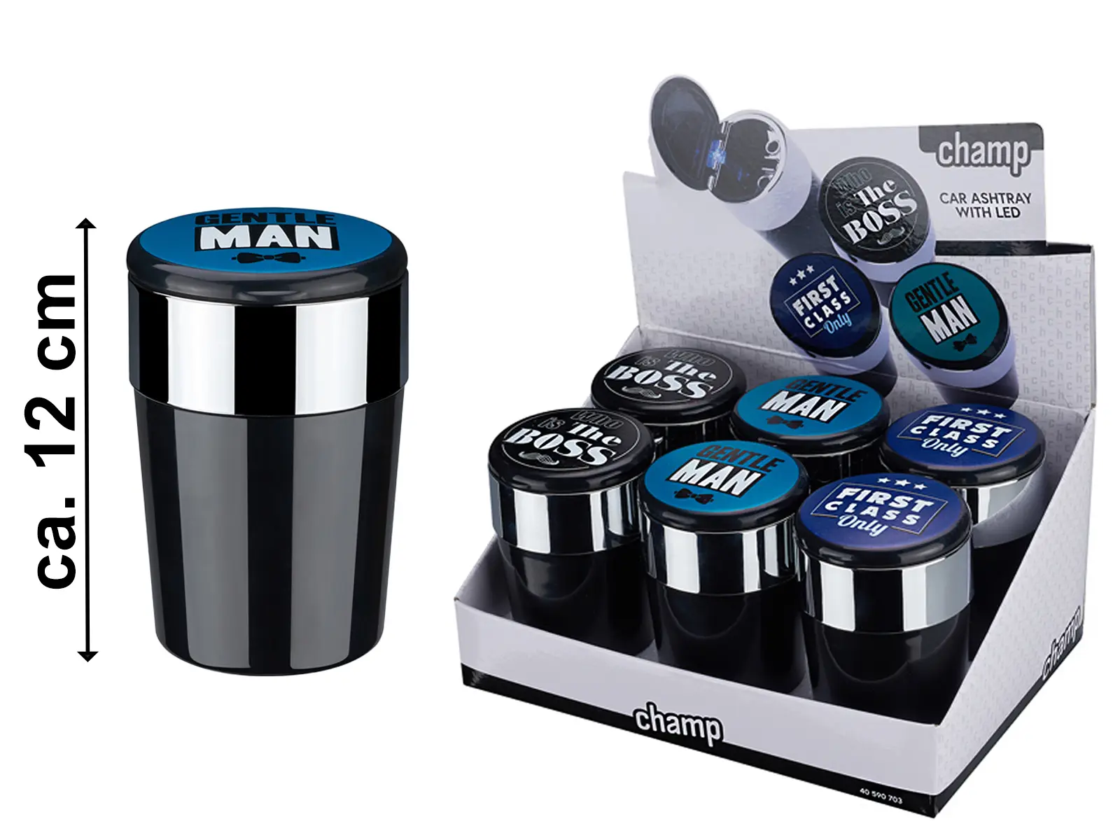 CHAMP BIG BOSS Auto-Aschenbecher mit LED, Disp. x6