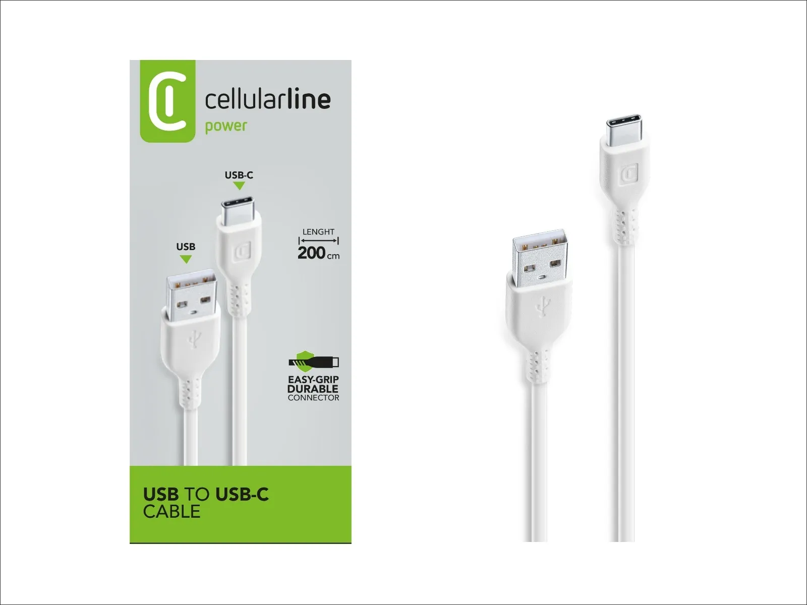 CL USB-A Kabel auf USB-C , 2m, weiß