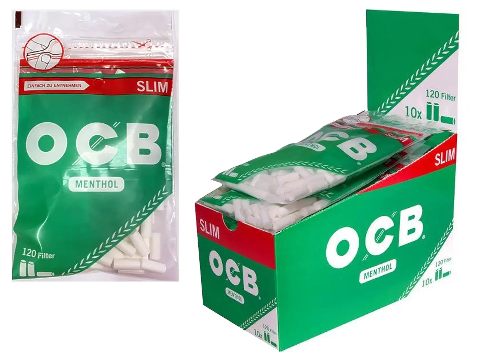 OCB Drehfilter Menthol slim 120er-Beutel, VE x10 