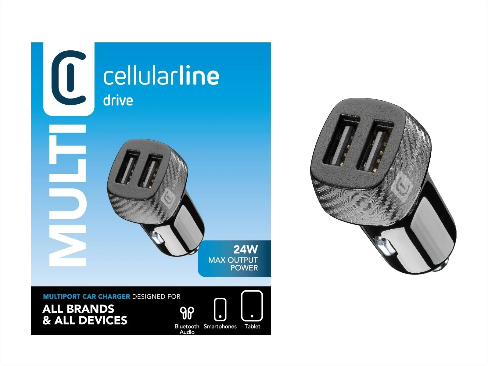 CL Car Charger Multipower 2xUSB-A, 24W, schwarz