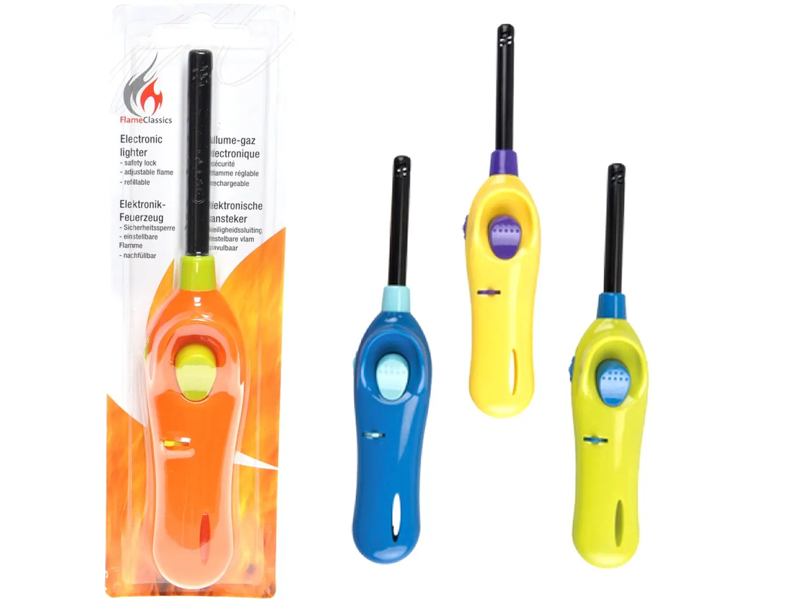 Elektronisches Feuerzeug in 4 Farben, 21cm